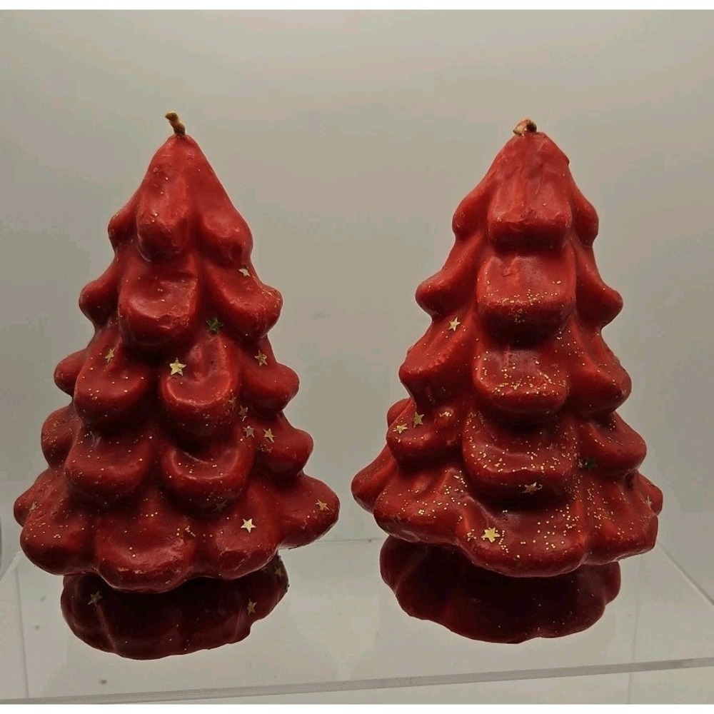 Lot of 2‎ Vintage 5" Red Christmas Candles / Unused. (479)